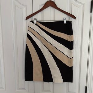 White House Black Market Black and Cream Asymmetrical Pencil Skirt
